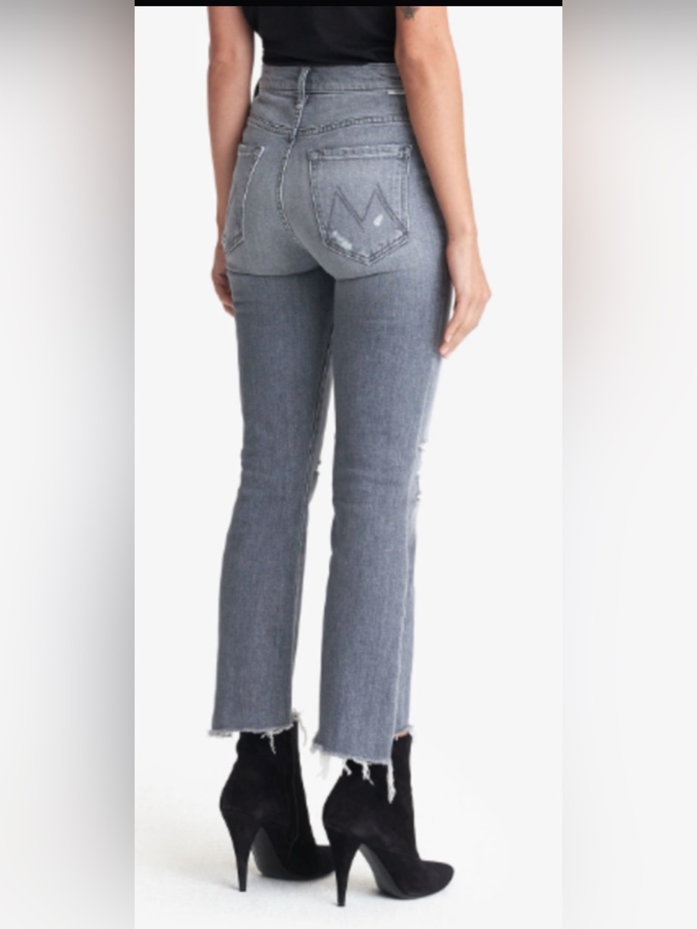Mother Denim Jeans Insider Crop Step Fray “Ace of Spades” grey 26 Perfect